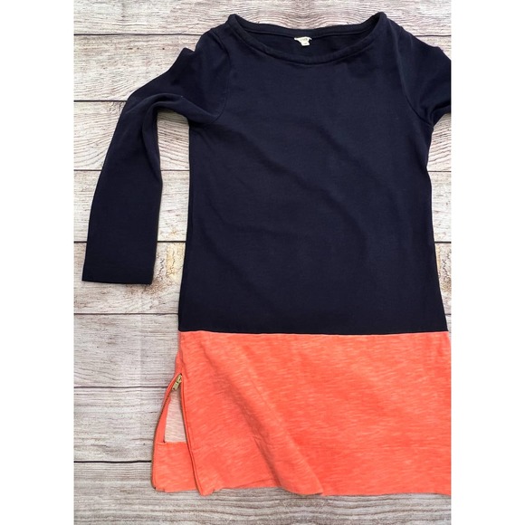 J. Crew Maritime Colorblock Shift Dress Navy Coral Size Large - Picture 2 of 5